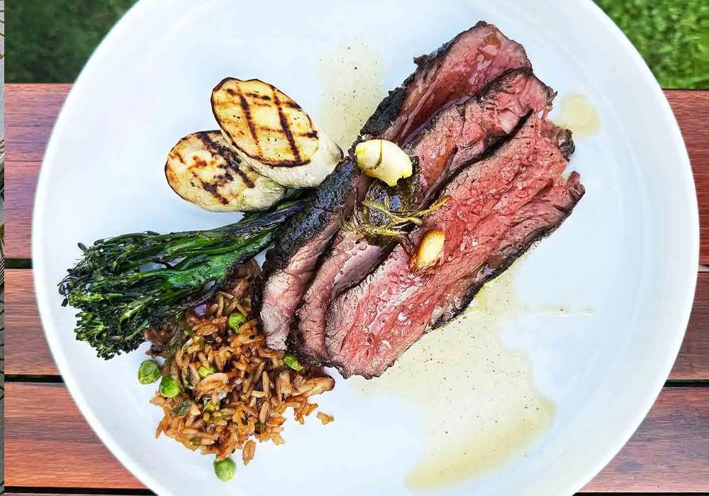 Tri-tip met fried rice, bimi en aubergine - Beef Boutique