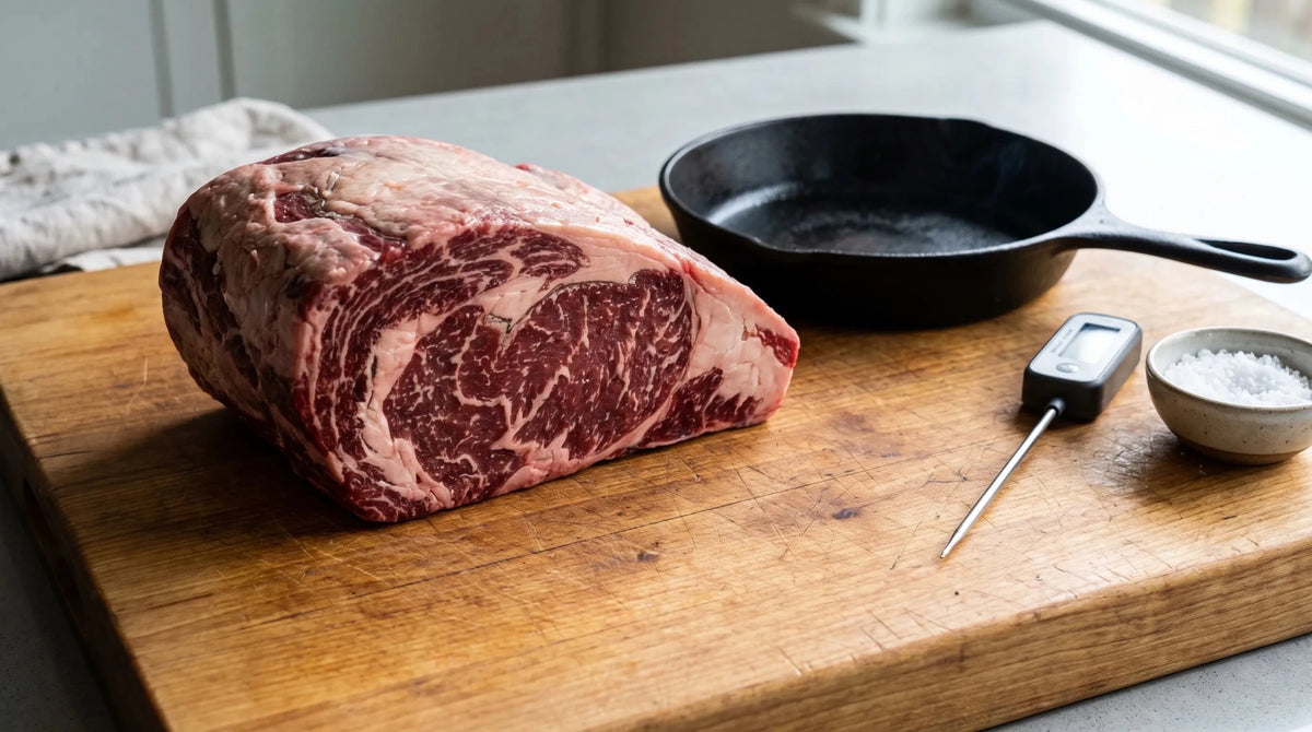 Black Angus rib eye bereiden met een volle korst en sappige kern - Beef Boutique